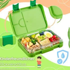 yummy buddy Kinder Brotdose 6 Fächern Klick-Verschluss BPA-Frei Grün ^ Ecosa Best