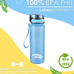 yummy buddy Kinder Trinkflasche 500ml Klick-Verschluss BPA-Frei Blau ^ Ecosa Clearance