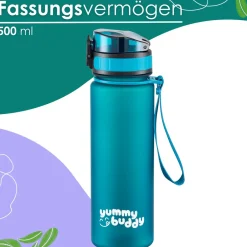 Ecosa yummy buddy Kinder Trinkflasche 500ml Klick-Verschluss BPA-Frei Petrol Online