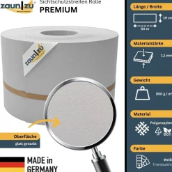 Sichtschutzstreifen Premium für Doppelstabmatten Zaunblende Weiß, 50m ^ zaun|zu® Hot