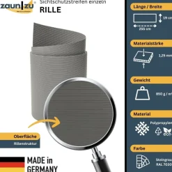 Sichtschutzstreifen Rille PP für Doppelstabmatten UV-beständiger Sichtschutz Steingrau 2,55m ^ zaun|zu® Sale