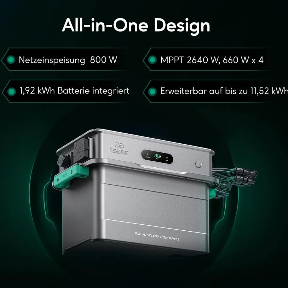 Zendure SolarFlow 800 Pro2 + AB2000L 3,84kWh Solarspeicher 0% MwSt