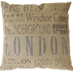 Zierkissen London, Sofakissen Deko-Kissen mit Füllung, braun Glitzersteine 45x45cm ^ MCW Clearance
