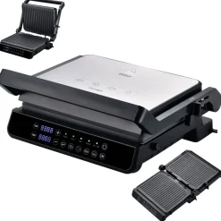 Digitaler Tischgrill Kontaktgrill 2000W mit Touch Display Fettauffangschale ^ Zilan Online