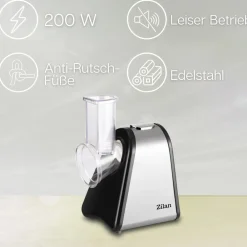 Zilan Elektrischer Gemüsehobel Reibe Spiralschneider 4 Aufsätze 200W Best