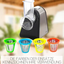 Zilan Elektrischer Gemüsehobel Reibe Spiralschneider 4 Aufsätze 200W Best
