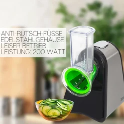 Zilan Elektrischer Gemüsehobel Reibe Spiralschneider 4 Aufsätze 200W Best