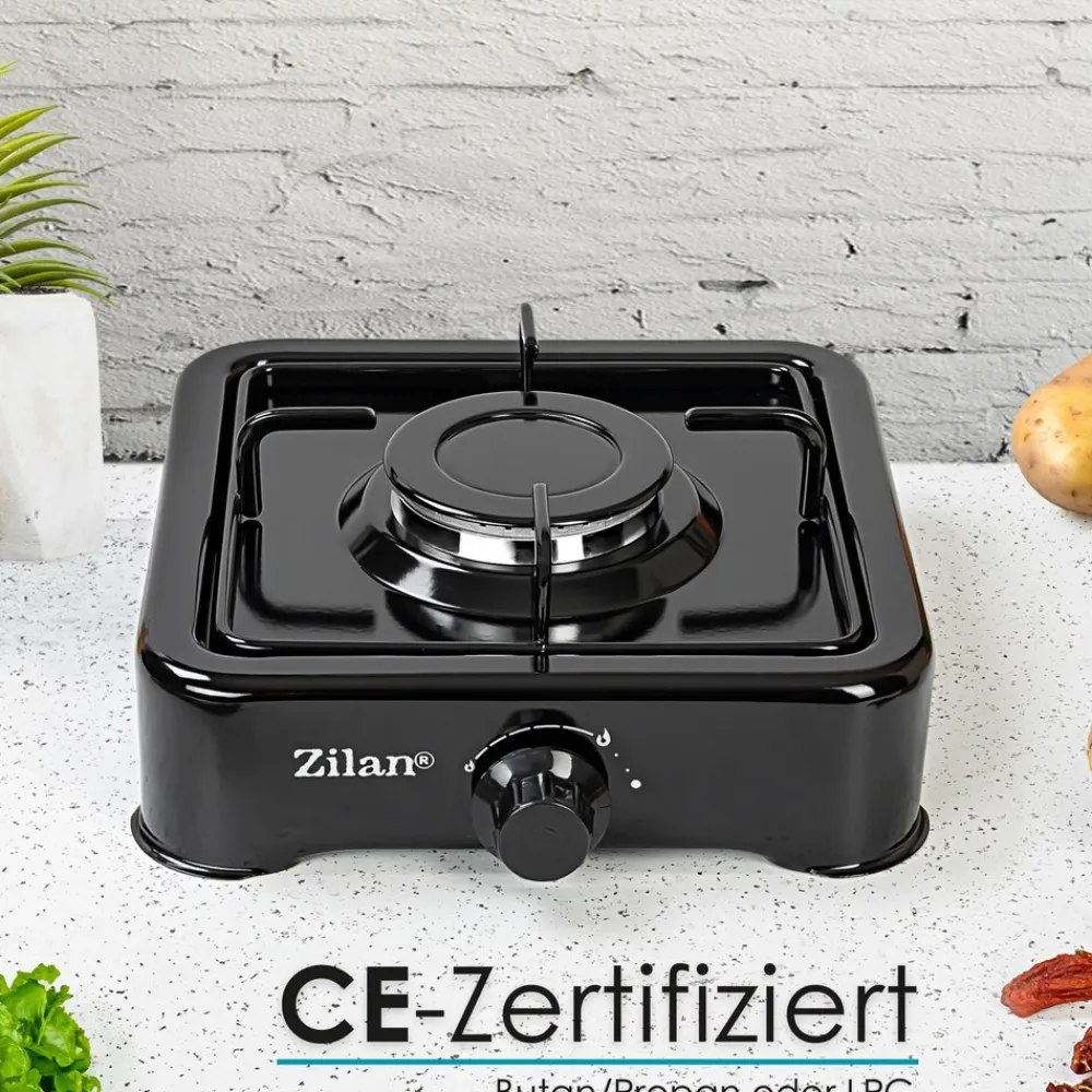 Gaskocher 1 flammig Campingkocher Kochfeld Gasherd schwarz ^ Zilan New