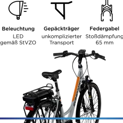 Zündapp X200 E Bike Damenfahrrad 155 - 180 cm Stadtrad Pedelec 7 Gang Shimano Schaltung Cityrad mit Bosch Mittelmotor Hollandrad blau Discount