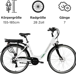 Z503 E Bike Damen ab 155 cm Damenfahrrad 28 Zoll Pedelec mit tiefem Einstieg retro Elektrofahrrad 7 Gang Schaltung E Fahrrad Stadtrad StVZO ^ Zündapp Hot