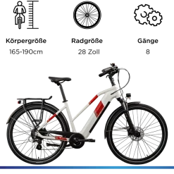 Zündapp Z810 E Bike Damen Trekkingrad ab 165 cm Elektrofahrrad 550 Wh Pedelec Trekking Rad Fahrrad mit 8 Gang und Beleuchtung StVZO türkisblau New