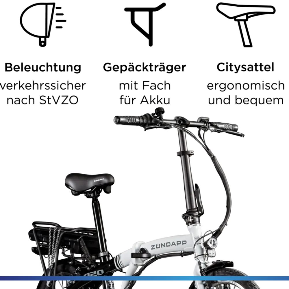 Z120 20 Zoll E Bike Elektro Bike Pedelec Faltrad E Klapprad E Fahrräder leichte Ebikes 20" Urban E Bikes Stadtrad ^ Zündapp Discount